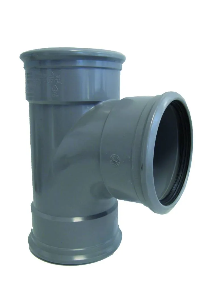 PVC T-stuk 88 graden 250 mm SN8 (3 x manchet) PVC T-stuk 88 graden 250 mm SN8 (3 x manchet)