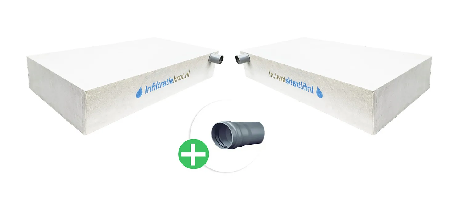 Infiltratiekrat 2600 liter standaard - 360 x 240 x 60 cm | 1 x 125 mm, 2 x 125 mm, ITK