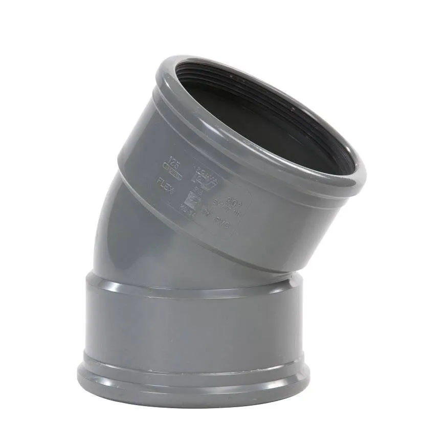 PVC bocht 30 graden 160 mm SN4 (2 x manchet) PVC bocht 30 graden 160 mm SN4 (2 x manchet)