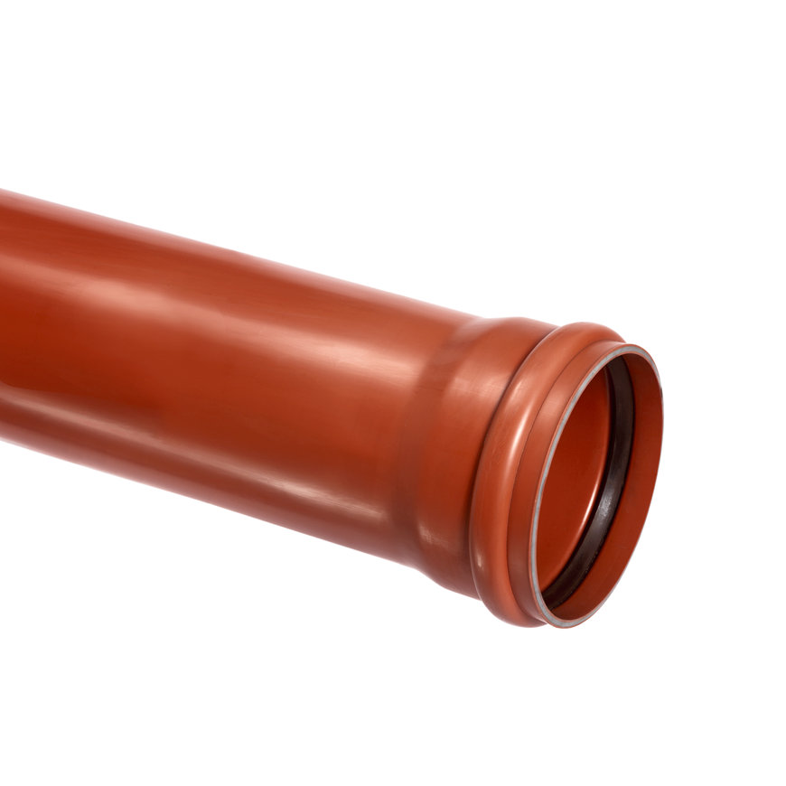 PVC afvoerbuis 160 mm SN8 bruin met manchetmof L = 5 m