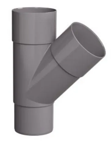 PVC HWA T-stuk 45 graden 80 mm (2x mof/verjongd spie) PVC HWA T-stuk 45 graden 80 mm (2x mof/verjongd spie)