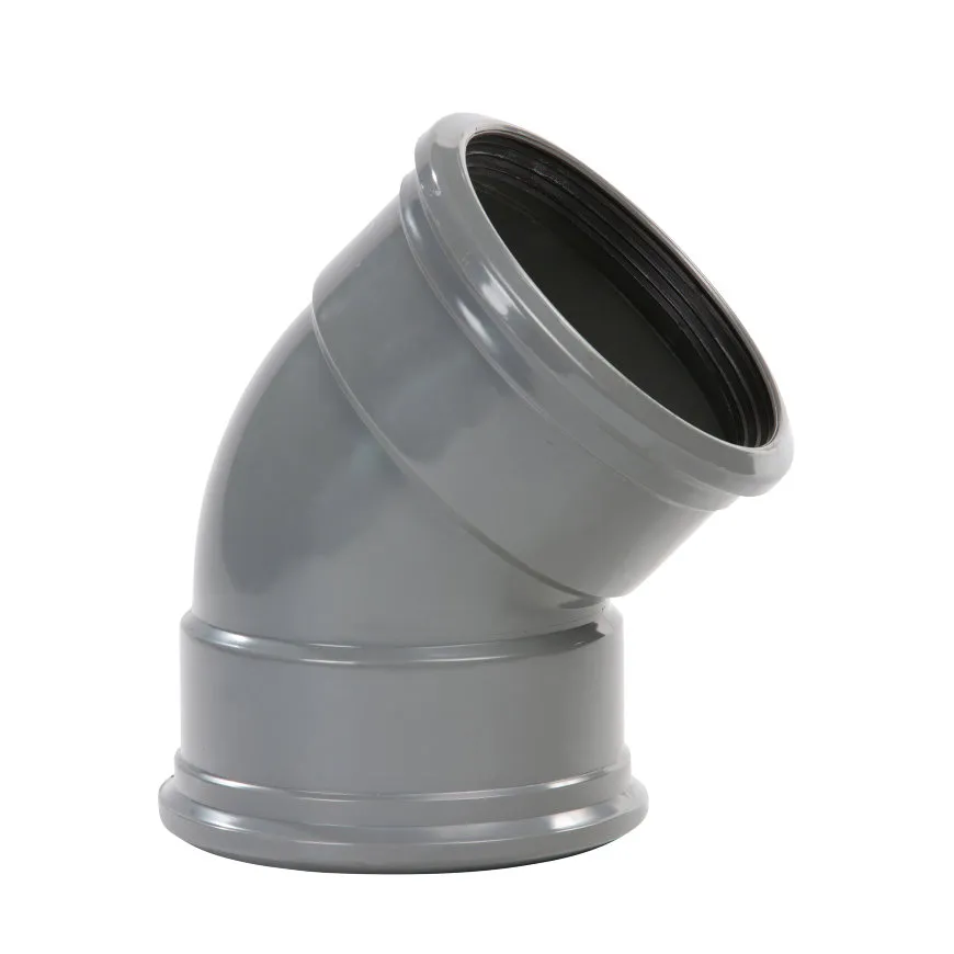 PVC bocht 45 graden 125 mm SN4 (2 x manchet)