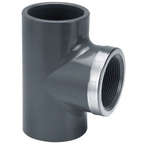 VDL PVC T-stuk 90 graden 40 mm x 1 1/4'' bi.dr. PN16 met RVS ring