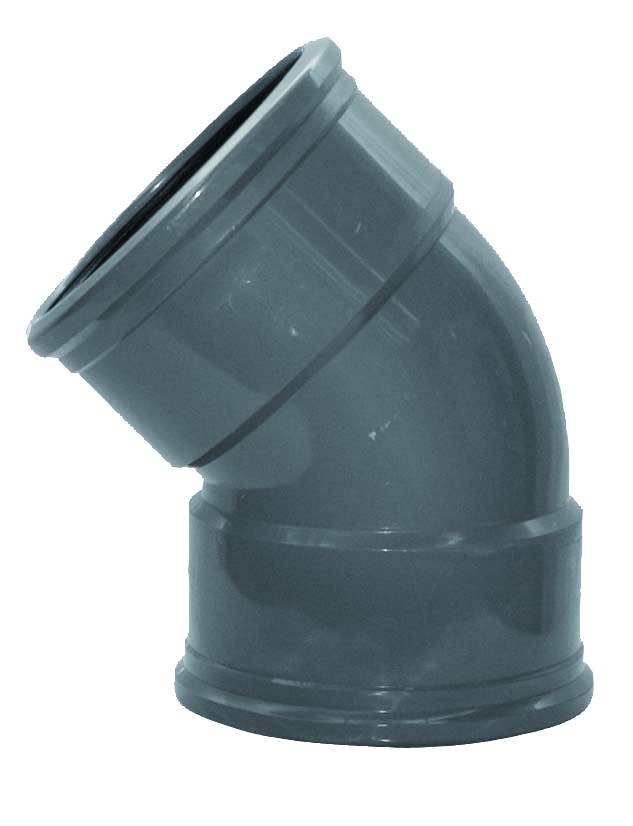 PVC bocht 45 graden 200 mm SN8 (2 x manchet)